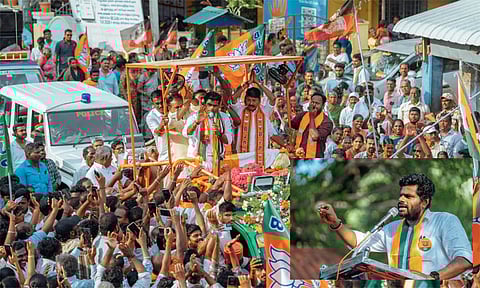 கூட்டணி கட்சி வேட்பாளர்களுக்காக தேர்தல் பிரசாரம் மேற்கொள்ளும் அண்ணாமலை