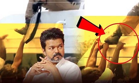 விஜய்யின் தொண்டர்கள் விரல்களை பூட்ஸ் காலால் நசுக்கிய பவுன்சர்