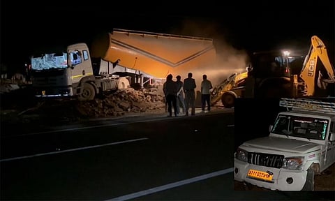 சாலையோரம் நின்றுகொண்டிருந்த வாகனம் மீது லாரி மோதி கோர விபத்து; 5 பேர் பலி