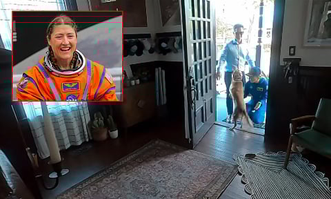 பூமியில் இருந்து 4.6 லட்சம் கி.மீ. தொலைவுக்கு பயணம்... வீடு திரும்பிய எஜமானியை பார்த்ததும் துள்ளி குதித்து வரவேற்ற செல்ல பிராணி - வைரலான வீடியோ