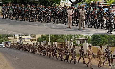 தமிழக சட்டமன்ற தேர்தலில் மக்கள் பயமின்றி வாக்களிக்க; நெல்லையில் போலீசார் கொடி அணிவகுப்பு