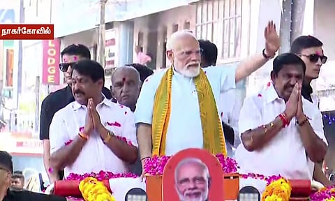 நாகர்கோவிலில் பிரதமர் மோடி வாகன பேரணி - மக்கள் உற்சாக வரவேற்பு
