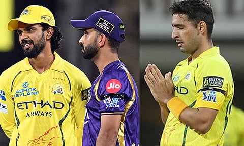 சிஎஸ்கே - கேகேஆர் ஆட்டம் : கையில் கருப்பு பட்டை அணிந்து விளையாடிய வீரர்கள்...காரணம் என்ன?