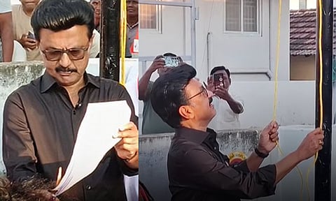 தொகுதி மறுவரையறை மசோதா நகலை எரித்து எதிர்ப்பை பதிவு செய்த மு.க.ஸ்டாலின்