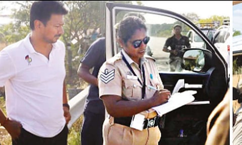 உதயநிதி ஸ்டாலின் காரில் தேர்தல் பறக்கும் படையினர் சோதனை