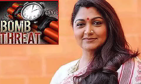 நடிகை குஷ்பு வீட்டுக்கு வெடிகுண்டு மிரட்டல்