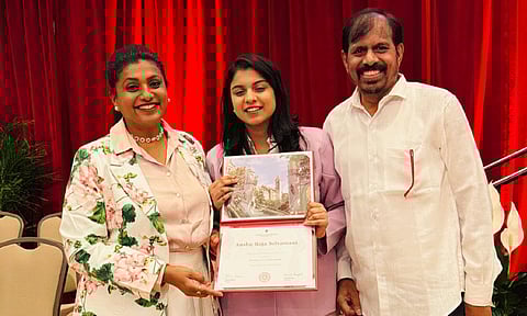 அமெரிக்காவில் சாதனை: நடிகை ரோஜாவின் மகள் அன்ஷூவுக்கு உயரிய விருது