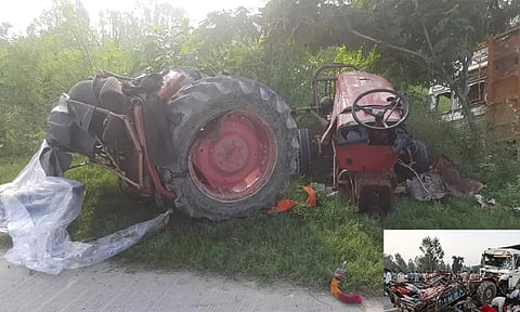 டிராக்டர் மீது லாரி மோதி கோர விபத்து - 4 பேர் பலி