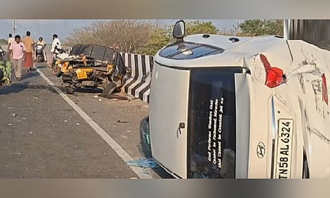 மதுரை: ஆட்டோ மீது கார் மோதி விபத்து - குழந்தைகள் உள்பட 9 பேர் படுகாயம்