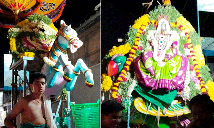 தூத்துக்குடி சிவன் கோவில் சித்திரை திருவிழா: குதிரை, கிளி வாகனங்களில் சுவாமி-அம்பாள் வீதி உலா