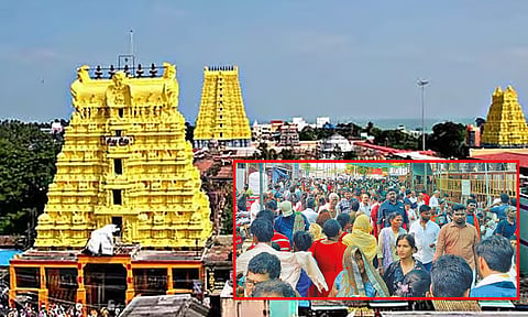 விடுமுறை தினம்: ராமேஸ்வரம் கோவிலில் நீண்ட நேரம் காத்திருந்து பக்தர்கள் தரிசனம்