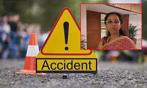 தேசியவாத காங்கிரஸ் பெண் எம்.பி. கார் மீது வாகனம் மோதல்