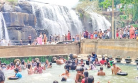 குமரியில் மழை நீடிப்பு: திற்பரப்பு அருவியில் குவிந்த சுற்றுலா பயணிகள்