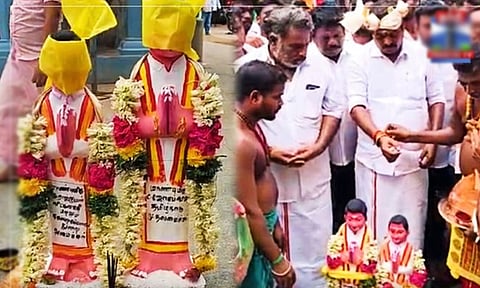 முதல்-அமைச்சர் விஜய்க்கும், தனக்கும் சிலை வைத்து வழிபட்ட வீட்டு வசதி துறை அமைச்சர் ராஜ்குமார்
