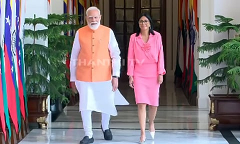 டெல்லியில் பிரதமர் மோடியுடன் வெனிசுலா இடைக்கால அதிபர் டெல்சி ரோட்ரிக்ஸ் சந்திப்பு