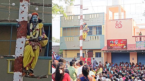 கீழ்பென்னாத்தூர் திரவுபதி அம்மன் கோவில் வசந்த உற்சவ விழா.. அர்ஜுனன் தபசு மரம் ஏறும் நிகழ்ச்சி