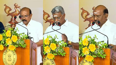 புதுச்சேரி அமைச்சரவை விரிவாக்கம்: 3 அமைச்சர்கள் பதவியேற்பு
