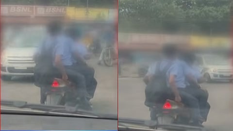கோவை ஒரே பைக்கில் 4 மாணவர்கள் பயணம்