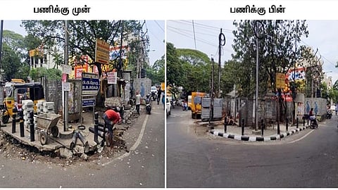 சென்னை: சீரான போக்குவரத்திற்காக முக்கிய சாலை சந்திப்பு வளைவுகளை மேம்படுத்தும் பணிகள் தீவிரம்