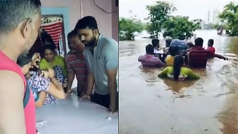 மழை வெள்ளத்தில் வீட்டின் கதவை ஸ்டிரெச்சராக மாற்றி கர்ப்பிணியை காப்பாற்றிய கிராம மக்கள் - மராட்டியத்தில் நெகிழ்ச்சி சம்பவம்