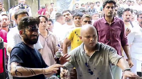 டெல்லி கரப்பான்பூச்சி ஜனதா கட்சி நிறுவனர் மீது மர்ம திரவம் வீசிய பெண்