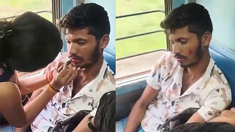 ரெயிலில் தவறாக நடந்து கொண்ட இளைஞர்... மேக்கப் போட்டுவிட்டு நூதன தண்டனை கொடுத்த இளம்பெண் - வைரல் வீடியோ