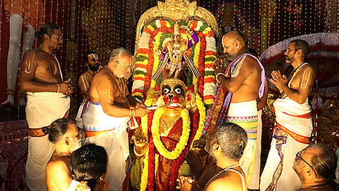 சீனிவாசமங்காபுரம் கல்யாண வெங்கடேஸ்வரர் கோவிலில் சாக்ஷாத்கார வைபவோற்சவம்- அனுமந்த வாகன சேவை
