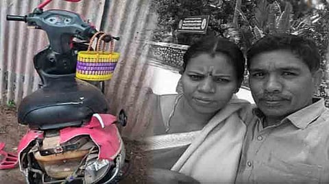 திருப்பூர் அருகே ஸ்கூட்டர் மீது லாரி மோதி தம்பதி பலி.