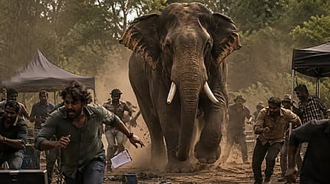 கேரளாவில் உணவு தேடி ரேஷன் கடையை சேதப்படுத்திய காட்டு யானை