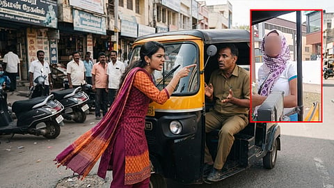 கொளுத்தி விடுவேன்... பேசிய வாடகையை தராமல் ஆட்டோ ஓட்டுனரை மிரட்டிய பெண்
