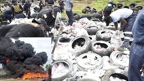 ரூ. 3 ஆயிரம் கோடி மதிப்புள்ள போதைப்பொருள் தீ வைத்து அழிப்பு