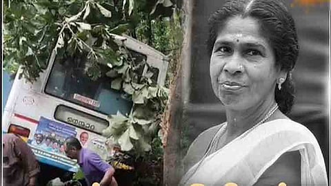 கேரள மாநிலம் மலைப்பாதையில் அரசுப் பேருந்து கட்டுப்பாட்டை இழந்து பள்ளத்தில் கவிழ்ந்த கோர விபத்தில், பெண் தொழிலாளி ஒருவர் உயிரிழப்பு.