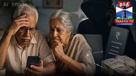 70 வயது முதிய தம்பதியை, மர்ம நபர்கள் 'டிஜிட்டல் அரெஸ்ட்' செய்வதாக மிரட்டி ரூ.1.53 கோடி பறித்துள்ளனர்.