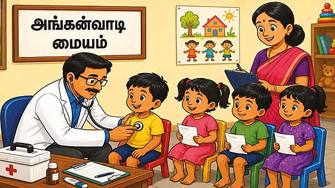 அங்கன்வாடி குழந்தைகளுக்கு 3 மாதங்களுக்கு ஒரு முறை மருத்துவ பரிசோதனை.