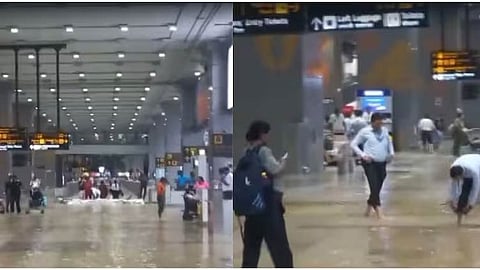 டெல்லியில் திடீர் கனமழை; விமான நிலையத்திற்குள் புகுந்த மழைநீர்