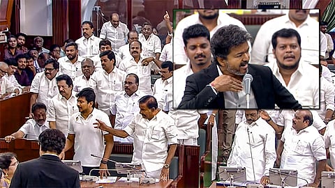 அனல் பறந்த சட்டமன்றம்... தி.மு.க. எம்.எல்.ஏ.க்கள் அமளி - பதிலுரையை நிறைவு செய்தார் முதல்-அமைச்சர் விஜய்