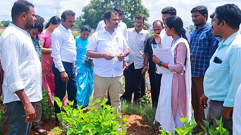 தெலங்கானா பட்டு விவசாயிகளுடன் அமைச்சர் மதன் ராஜா நவீன முறைகள் குறித்து ஆய்வு
