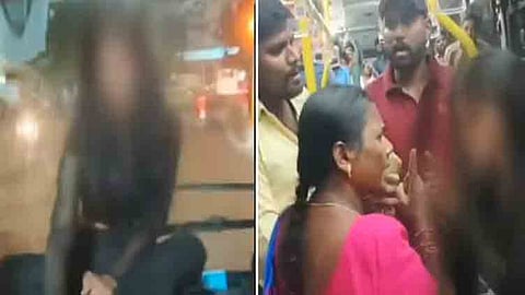 பேருந்தில் போதை பெண்ணின் அதிரடி அட்டகாசம்; பயணிகள் முகம் சுளிப்பு