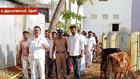 தேனி திருக்காளத்தீஸ்வரர் கோவில் நிலங்களில் ஆக்கிரமிப்பு - ஜெகநாத் மிஸ்ரா எம்.எல்.ஏ. ஆய்வு