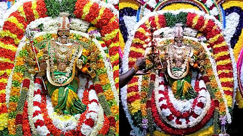 குலசை தசரா திருவிழா: துர்க்கை அம்மன் திருக்கோலத்தில் முத்தாரம்மன் வீதி உலா