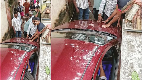 கூகுள் மேப்பை நம்பி குறுகிய தெருவுக்குள் சென்று காருடன் சிக்கிக் கொண்ட வாலிபர்கள்..!