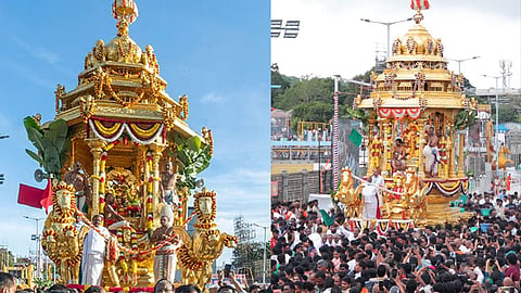 திருப்பதியில் தங்கத்தேரோட்டம் கோலாகலம்: திரளான பக்தர்கள் பங்கேற்பு