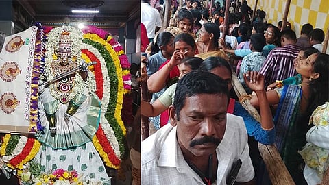 சரஸ்வதி பூஜை, விஜயதசமி விழா.. கூத்தனூர் சரஸ்வதி அம்மன் கோவிலில் குவிந்த பக்தர்கள்
