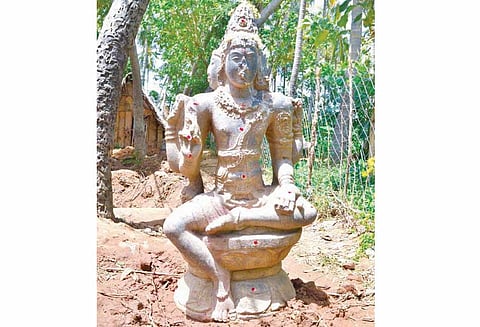 பல்லவர் கால வாகீசர் சிற்பம் கண்டெடுப்பு தென்னங்கன்றுகளை நட குழிதோண்டியபோது கிடைத்தது