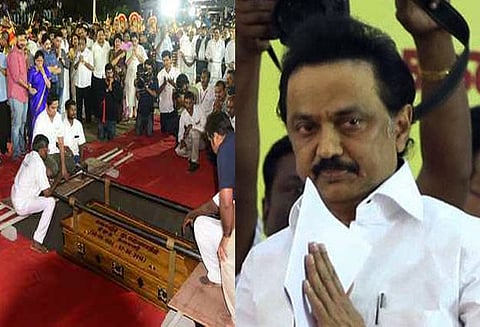 திமுக தலைவர் கருணாநிதி நல்லடக்கம்: தலைவர்கள் மற்றும் தொண்டர்களுக்கு ஸ்டாலின் நன்றி