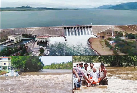 கவுந்தப்பாடியில் வெள்ளத்தில் சிக்கிய ஒரே குடும்பத்தை சேர்ந்த 5 பேர் மீட்பு