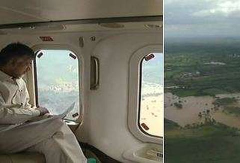 ஆந்திராவில் வெள்ள சேத பகுதிகளை சந்திரபாபு நாயுடு பார்வையிட்டார்