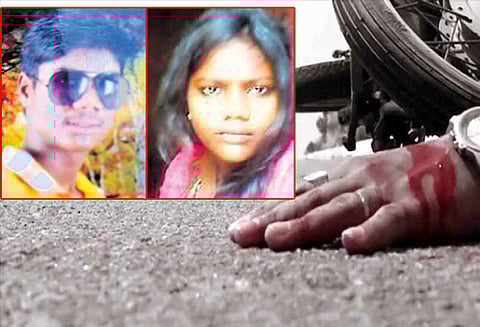 டிப்பர் லாரி மோதல் மோட்டார் சைக்கிளில் சென்ற காதல் ஜோடி பலி