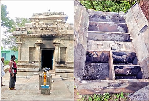 சுங்குவார்சத்திரம் அருகே சிவன் கோவிலில் ரூ.2 லட்சம் பொருட்கள் திருட்டு தடயங்களை மறைக்க தீ வைத்து எரிப்பு