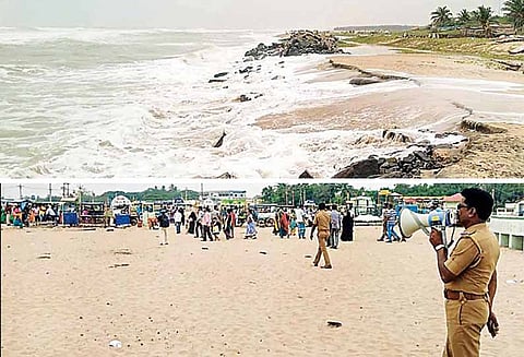 கடலூரில், கடல் சீற்றம் எதிரொலி: மீனவர்கள் 5-வது நாளாக மீன்பிடிக்க செல்லவில்லை - பொதுமக்கள் சில்வர் பீச்சுக்கு செல்ல தடை